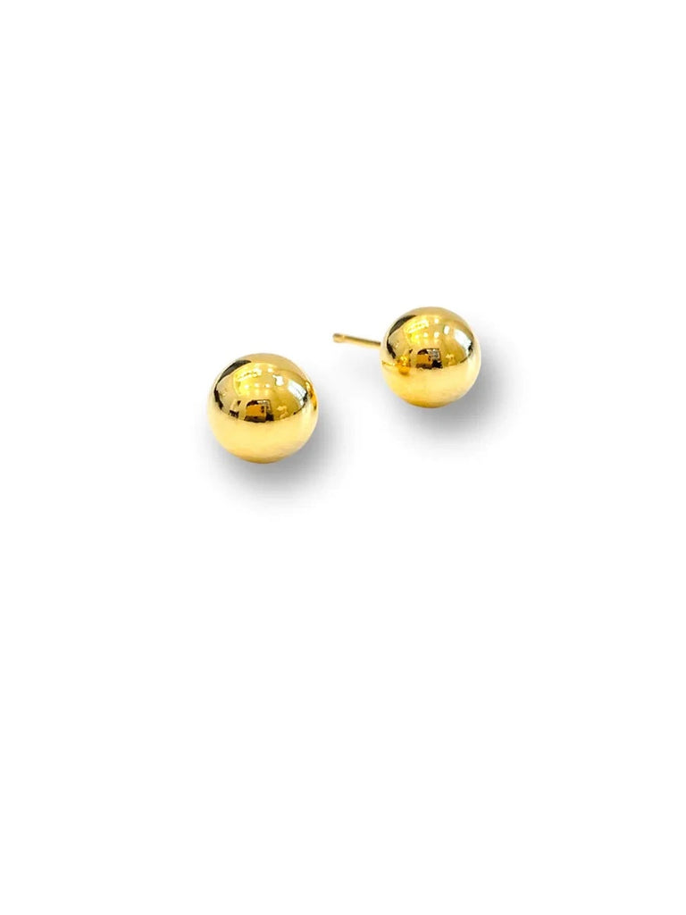 14K Yellow Gold Lily Ball Stud Earrings - 10mm