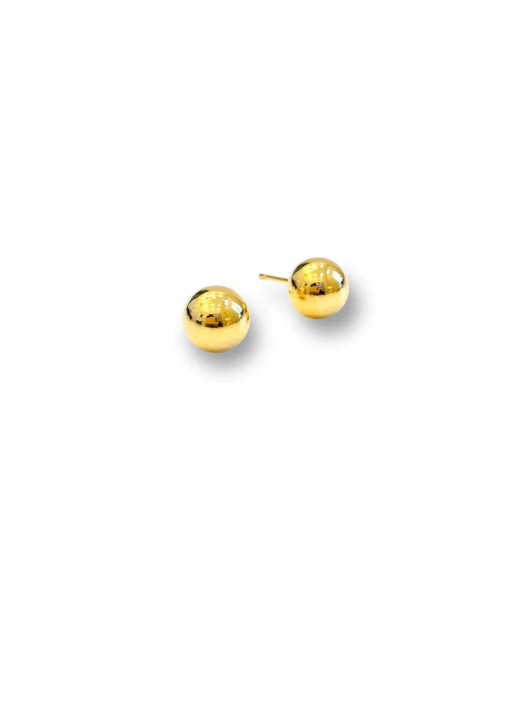 14K Yellow Gold Lily Ball Stud Earrings - 8mm