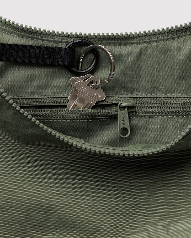 Medium Nylon Crescent Bag - Caper