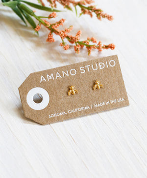 Tiny Honey Bee Stud Earrings