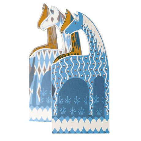 Special Accordion Fold Any Occasion Greeting Card - Parade of Horses Folded