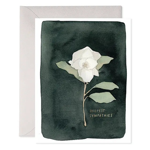 White Flower Deepest Sympathies Watercolor Condolence Card