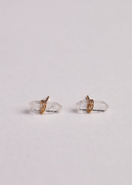 Mineral Point Crystal Stud Earrings -  Clear Quartz