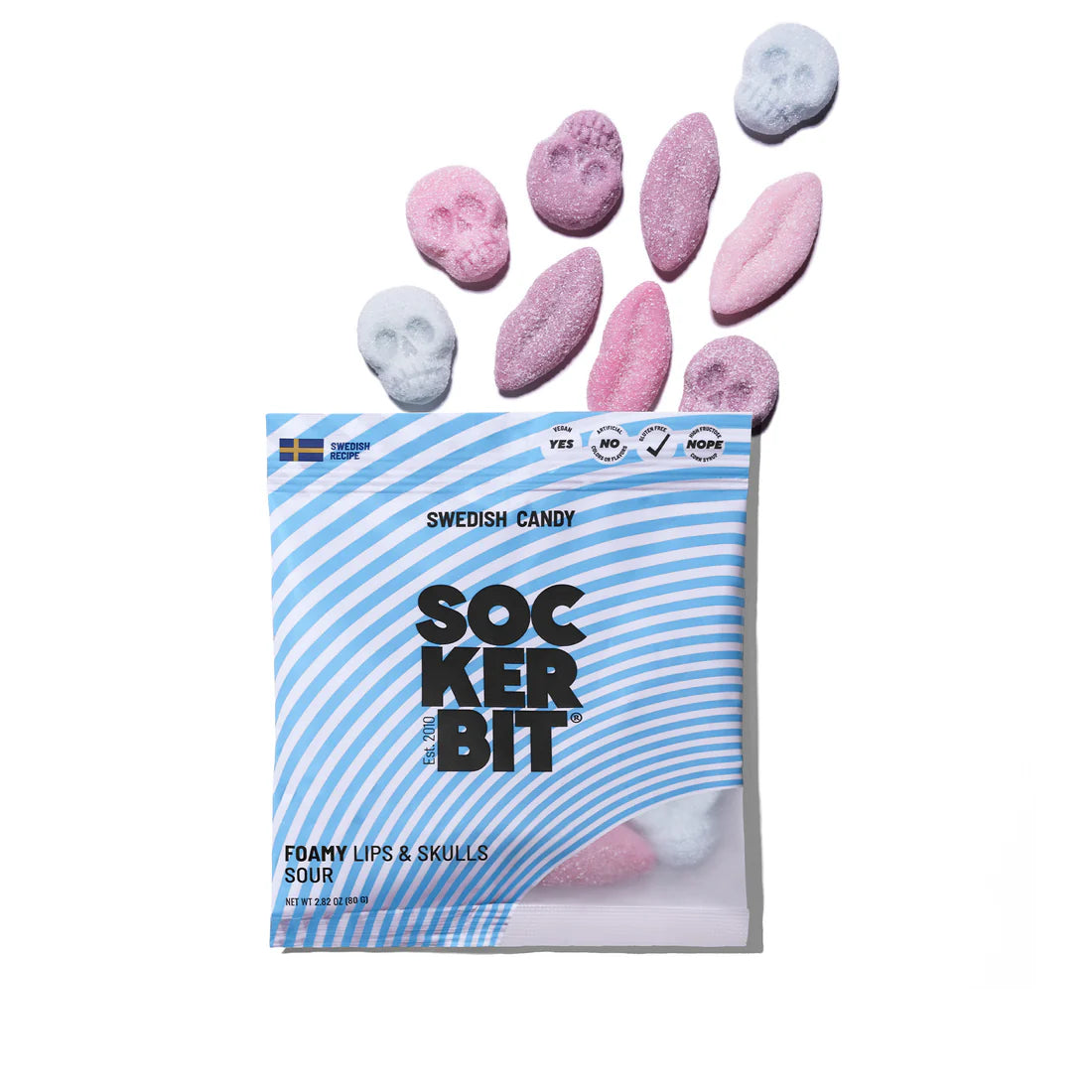 Foamy Lips & Skulls Swedish Candy Bag 2.8oz