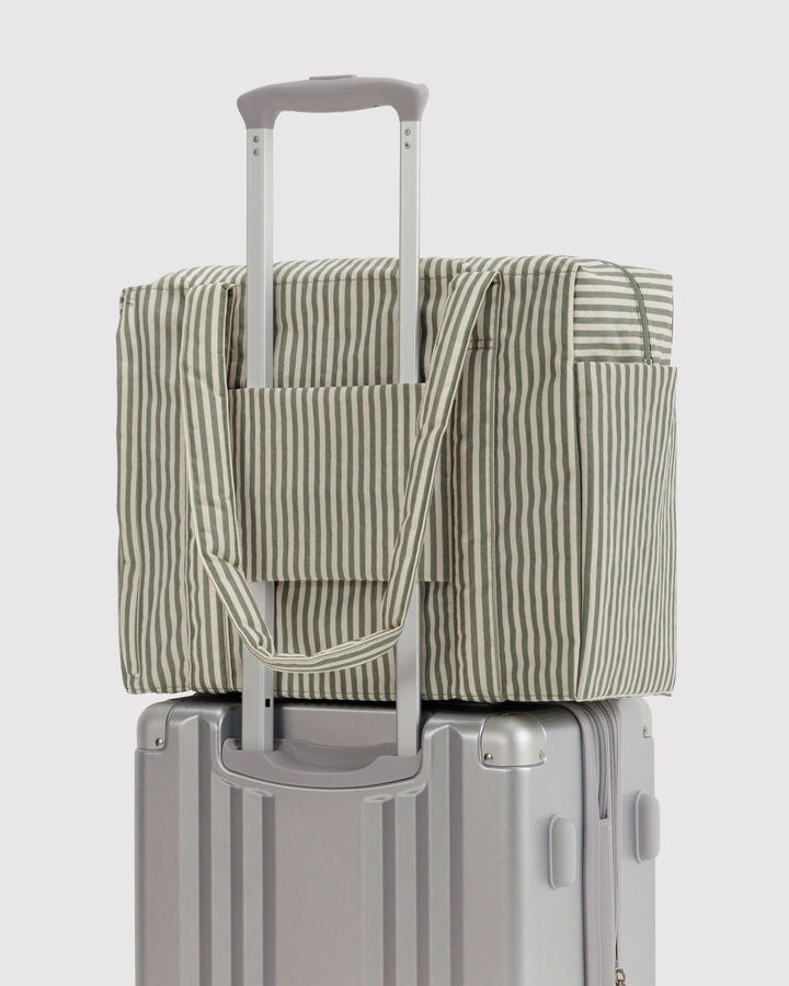 Small Cloud Carry-On Tote - Sage Stripe