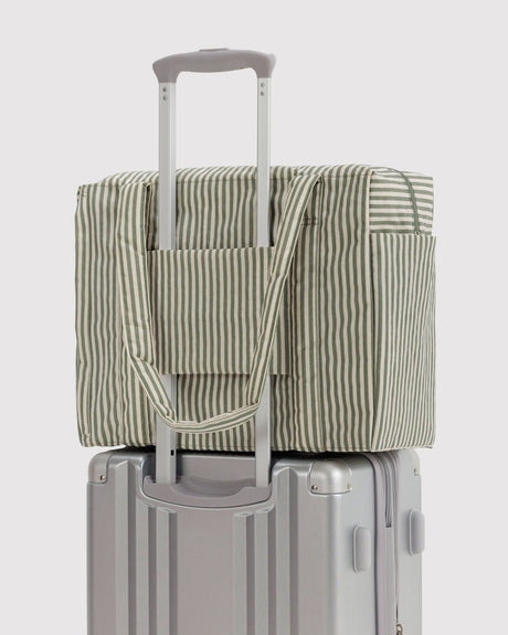 Small Cloud Carry-On Tote - Sage Stripe