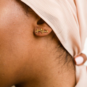 14K Gold Plated Fuck Script Stud Earrings