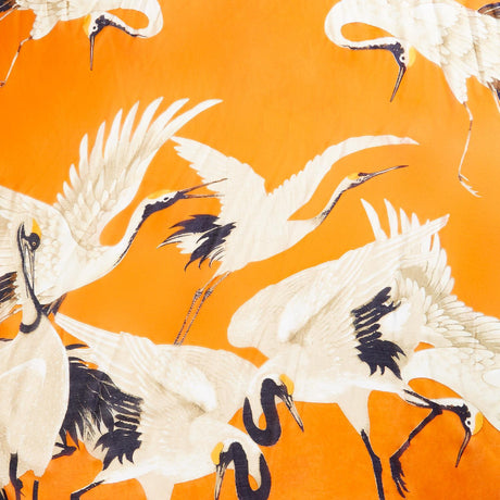 Great Heron Lightweight Printed Scarf in Tangerine Orange Close Up Detail of Print
