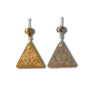 Etched Diatris Triangle Dangle Earrings