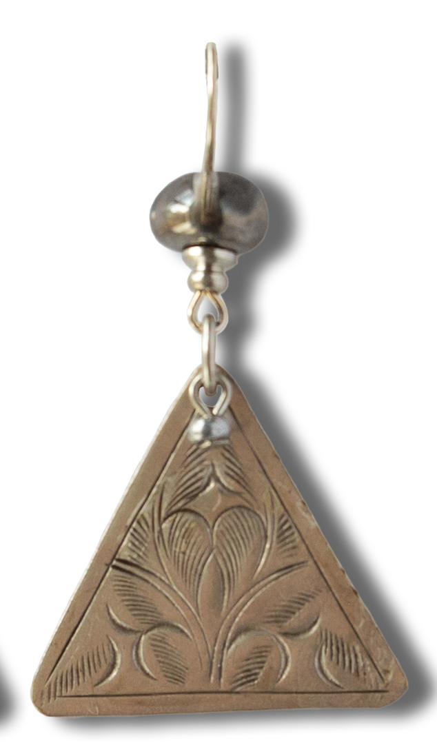 Etched Diatris Triangle Dangle Earrings