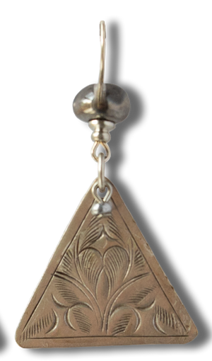 Etched Diatris Triangle Dangle Earrings
