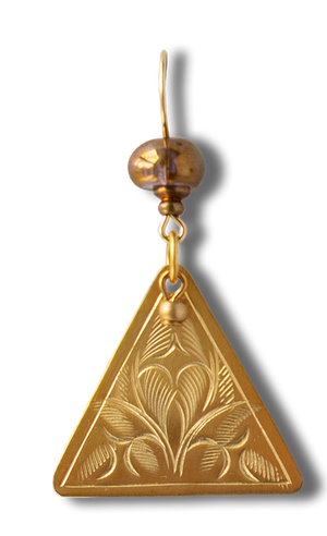 Etched Diatris Triangle Dangle Earrings