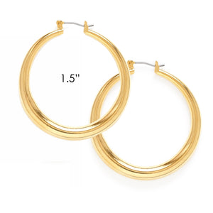 Large 14K Gold Plated Maria Hoop Earrings