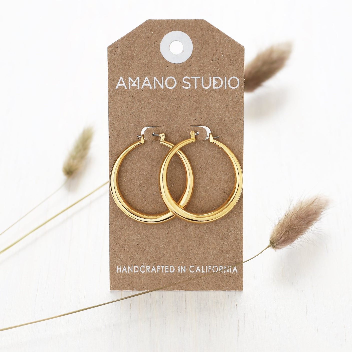 Large 14K Gold Plated Maria Hoop Earrings