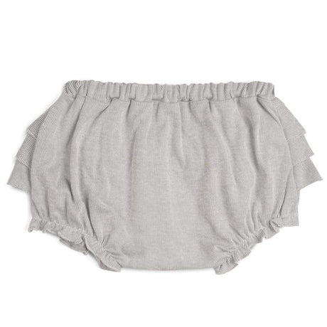 Organic Ruffle Baby Bloomer - Grey Pinstripe Front