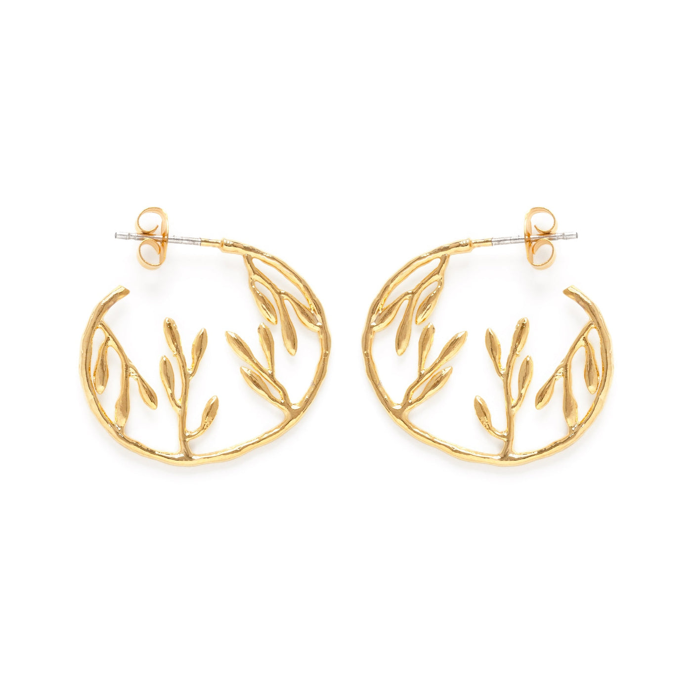 Tropical Foliage Sculpted Hoop Earrings