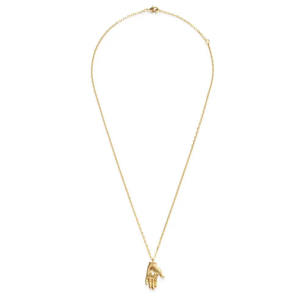 Czech Crystal Mystic Hand 14K Gold Plated Necklace
