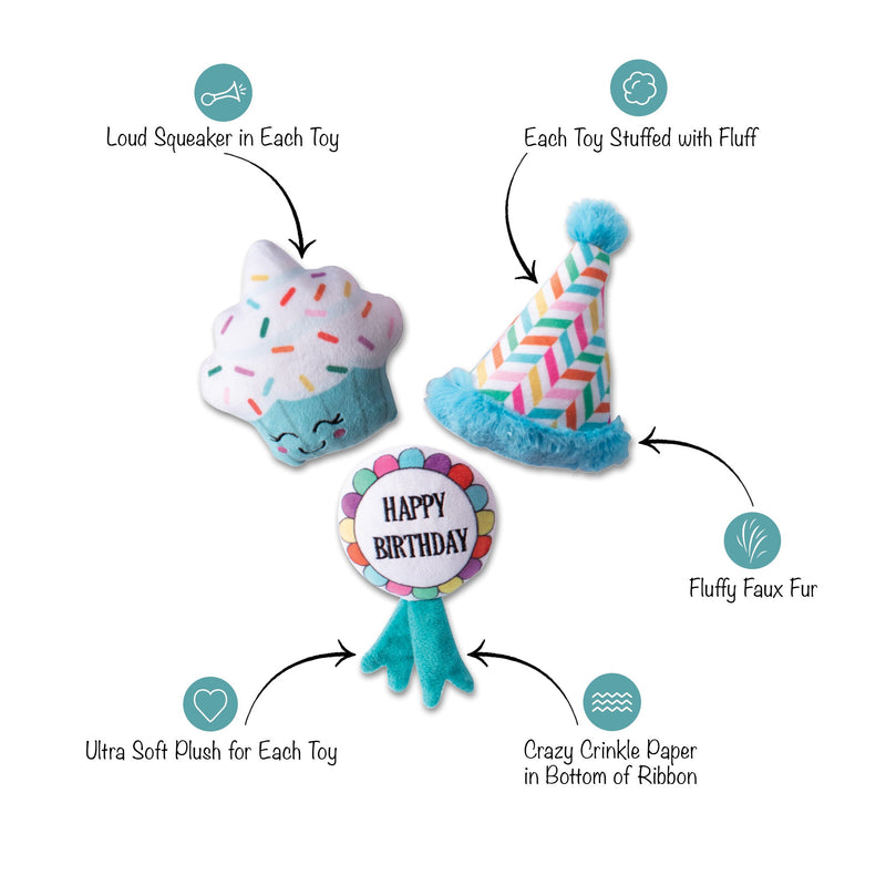 Happy Bark Day Small Dog Birthday 3 Piece Toy Set