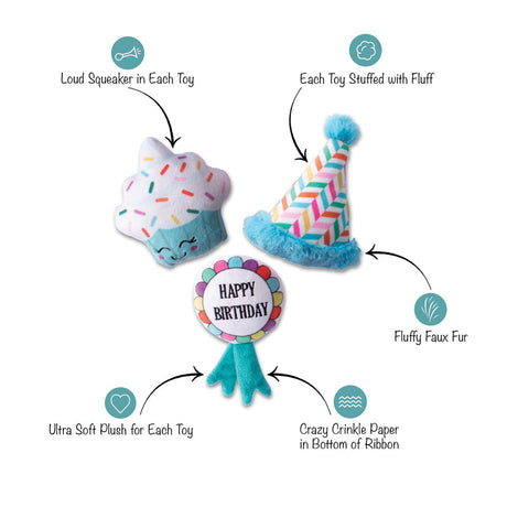 Happy Bark Day Small Dog Birthday 3 Piece Toy Set