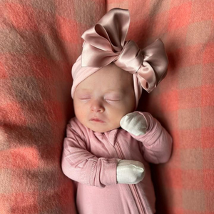 Satin Bow Baby Headband - Antique Pink