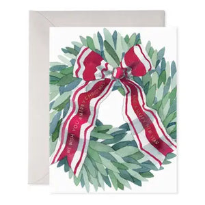 Wish You A Merry Christmas Wreath Holiday Greeting Card
