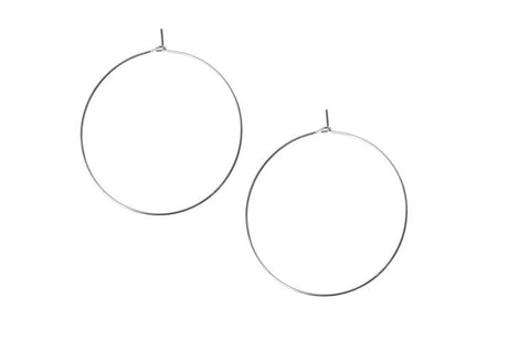 Thin Silvertone Hoop Earrings