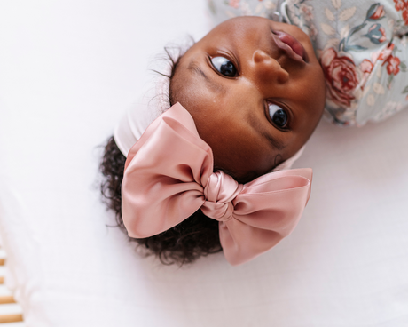Satin Bow Baby Headband - Antique Pink