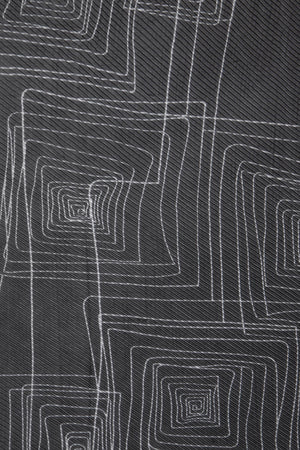 Squares Geo Pleated Scarf - Black & White