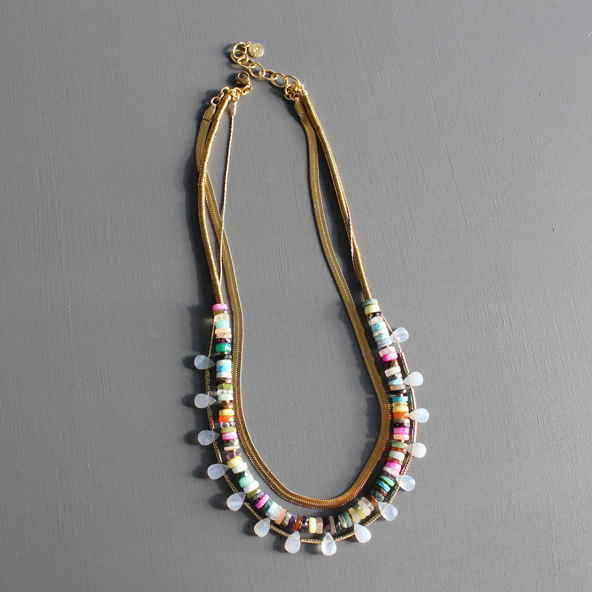 Triple Strand Semi-Precious Gemstones Necklace