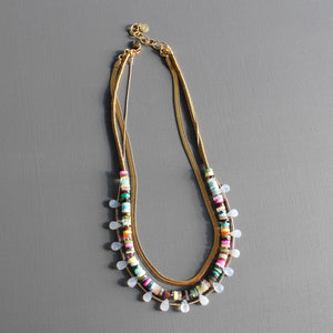 Triple Strand Semi-Precious Gemstones Necklace