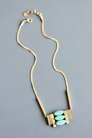 Art Deco Turquoise Stacked Statement Necklace
