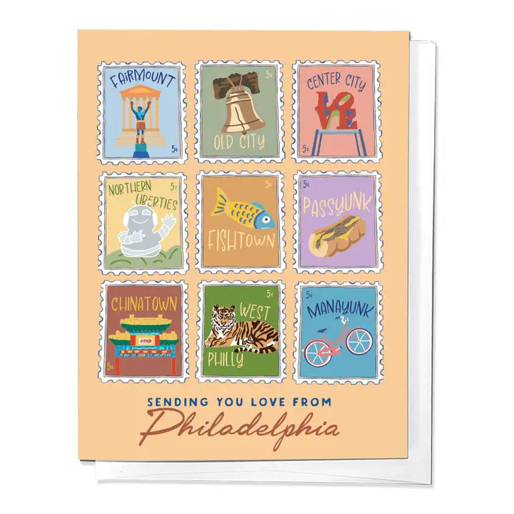 Sending You Love From Philadelphia Philly Neighborhood Stamps Greeting Card