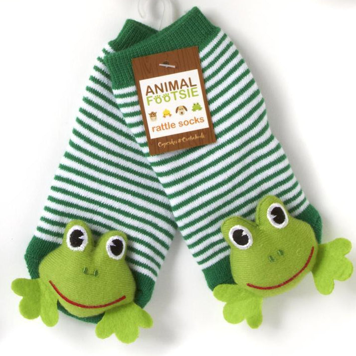Animal Plush Baby Rattle Footsie Socks