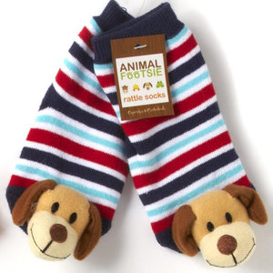 Animal Plush Baby Rattle Footsie Socks