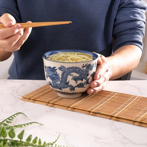 Asian Noodle Bowl with Chopsticks Set - Blue Dragon