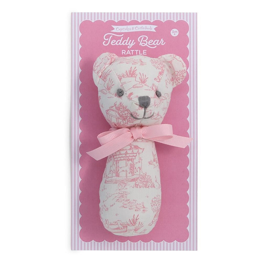 Animal Toile Patterned Teddy Bear Rattle