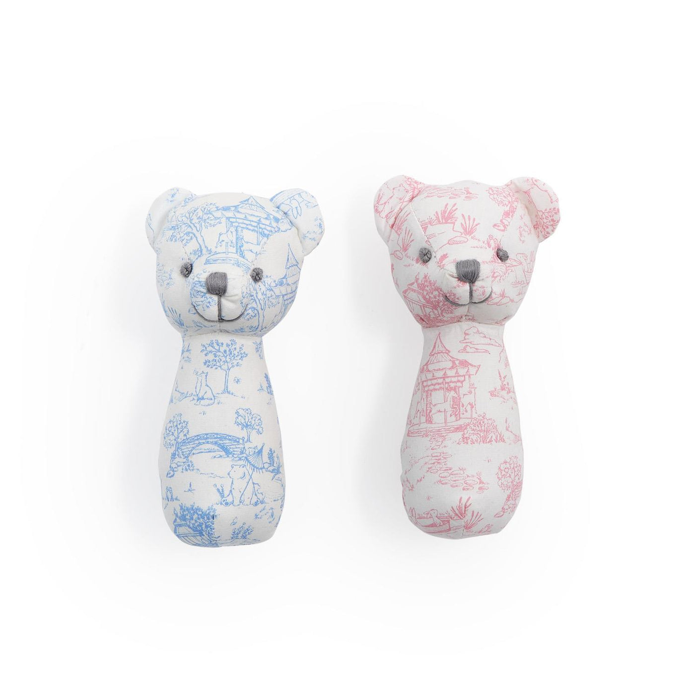 Animal Toile Patterned Teddy Bear Rattle