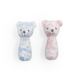 Animal Toile Patterned Teddy Bear Rattle