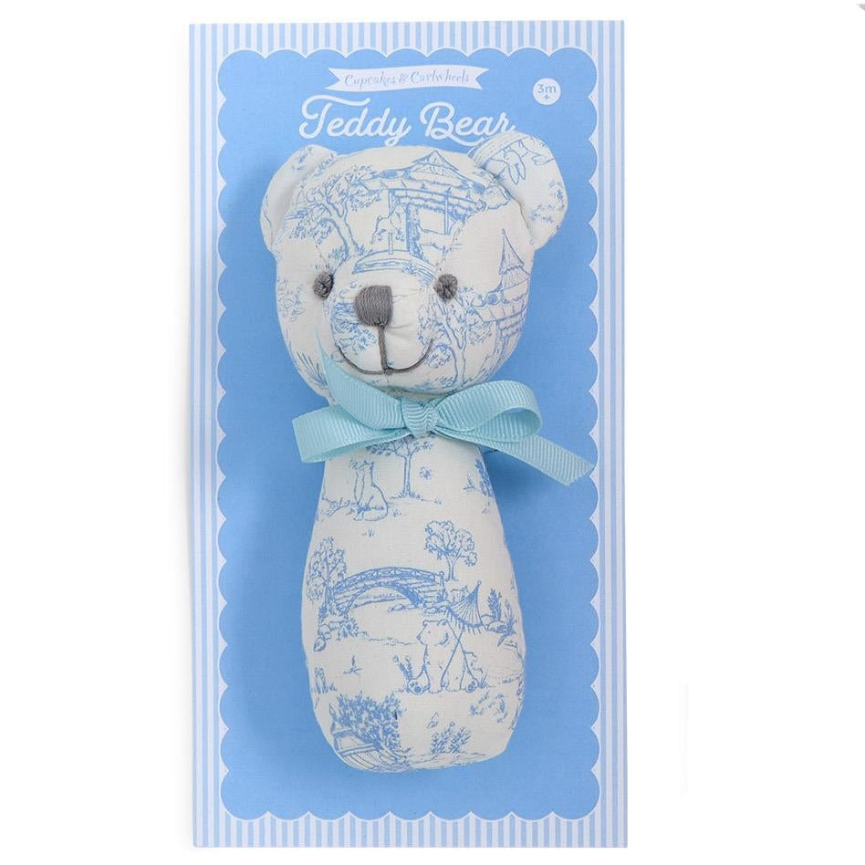 Animal Toile Patterned Teddy Bear Rattle