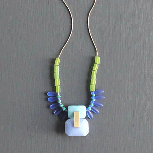 Vintage Glass Geometric Statement Necklace