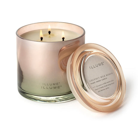 Statement Glass Triple Wick Lidded Candle Coconut Milk Mango Lifestyle
