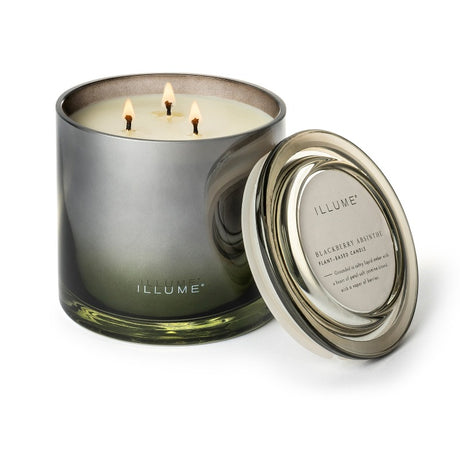 Statement Glass Triple Wick Lidded Candle Blackberry Absinthe Lifestyle