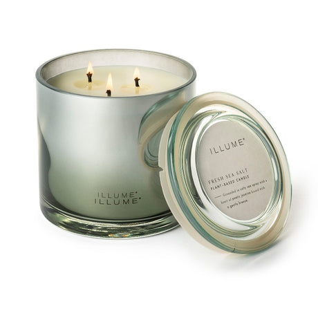Statement Glass Triple Wick Lidded Candle Fresh Sea Salt Lifestyle