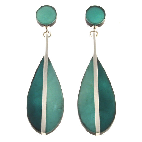 Split Teardrop Dangle Earrings - Mermaid Green