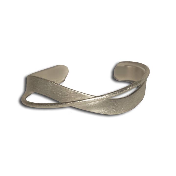 Matte Brushed Swirl All Occasions Cuff Bracelet - Silver