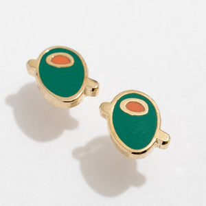 Green Martini Olive Enamel Stud Earrings