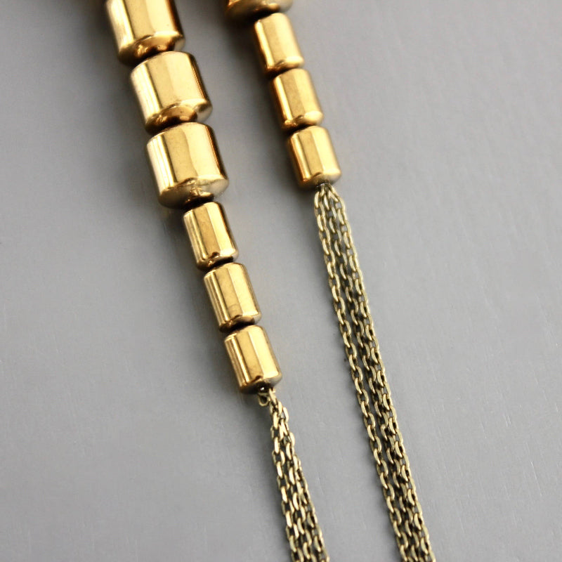 Gold Hematite Long Chain Earrings