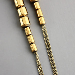 Gold Hematite Long Chain Earrings