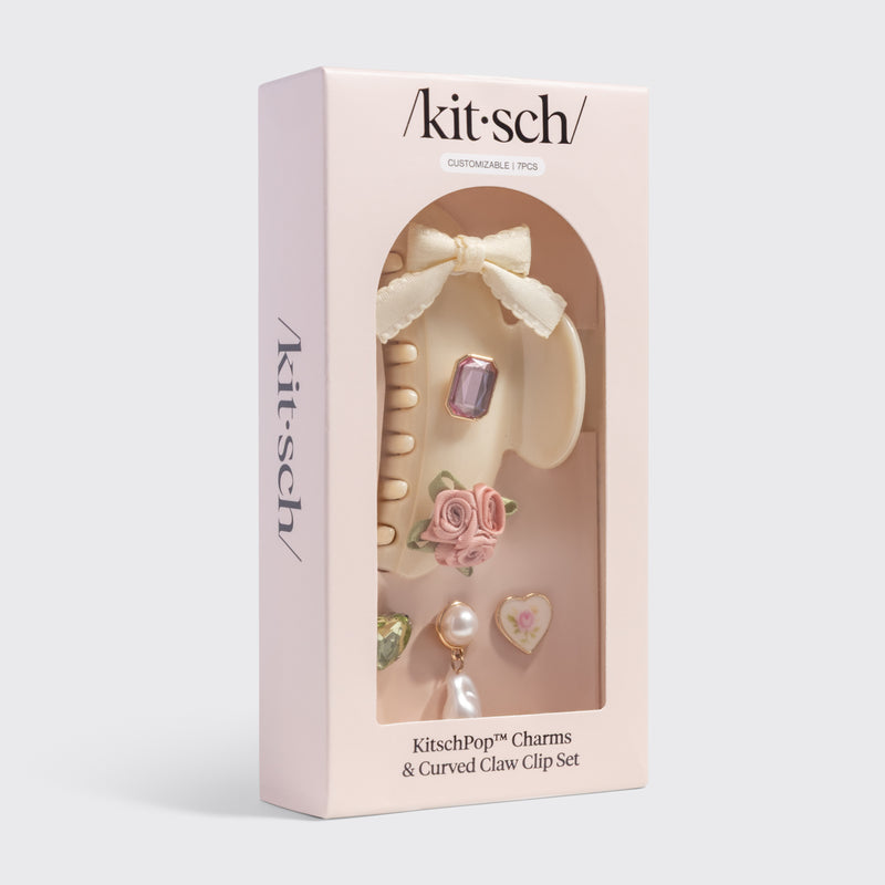 Kitschpop Charm Curved Claw Clip - Pearlized Cream
