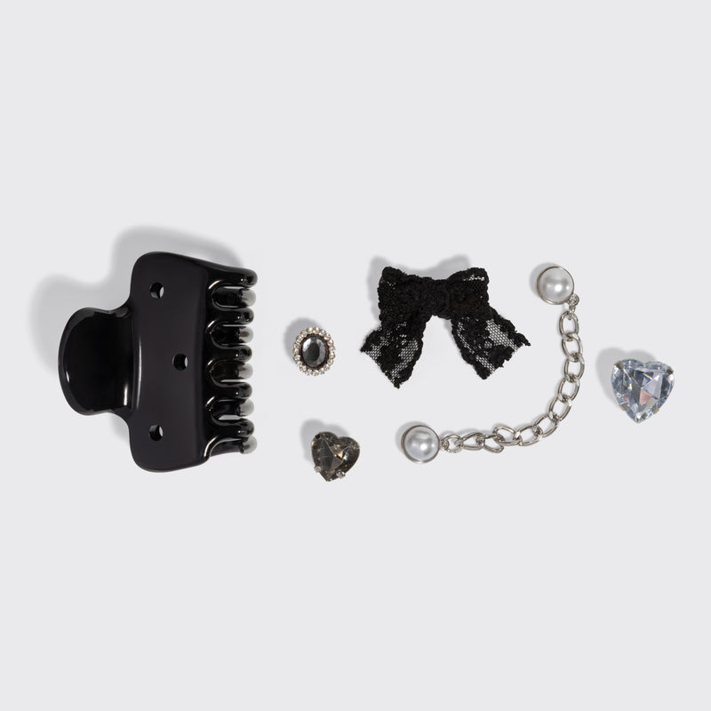 Kitschpop Cloud Clip & Charms Set - Black